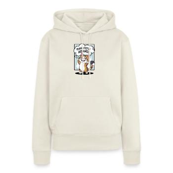Katze- Schnurren ist absurd! - Frauen Premium Bio Hoodie - Naturweiß - Vorne - Selfina (174cm)