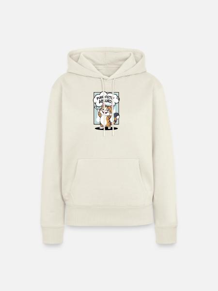 Katze- Schnurren ist absurd! - Frauen Premium Bio Hoodie - Naturweiß