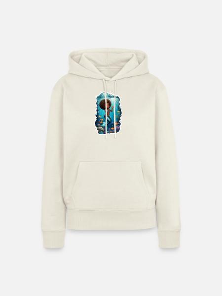 Märchenhafte Meerjungfrau mit lockigem Haar - Frauen Premium Bio Hoodie - Naturweiß