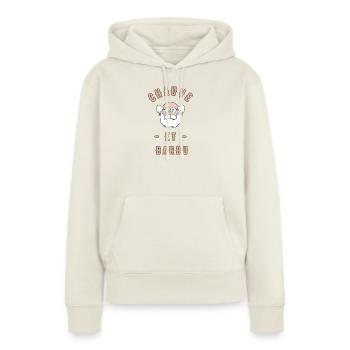 Glatze und bärtig - Frauen Premium Bio Hoodie - Naturweiß - Vorne - Selfina (174cm)