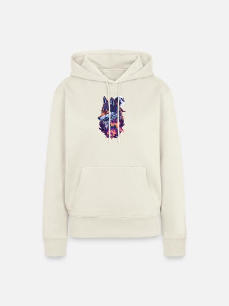Wolf - Frauen Premium Bio Hoodie - Naturweiß