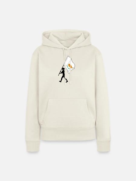 Flagge Zypern Frau Geht - Frauen Premium Bio Hoodie - Naturweiß
