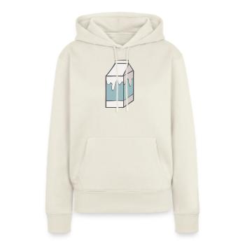 Lait - Sweat à capuche Premium bio Femme - blanc cassé - Devant - Selfina (174cm)