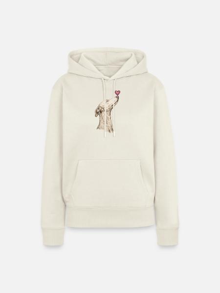 Hund mit Herz - Frauen Premium Bio Hoodie - Naturweiß