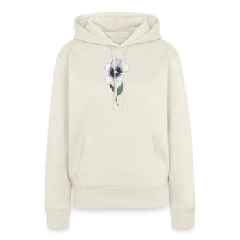 Pansy Violet - Sweat à capuche Premium bio Femme - blanc cassé - Devant - Selfina (174cm)