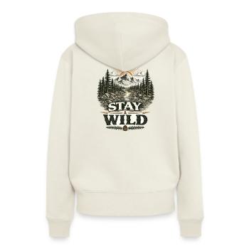 Stay Wild | Outdoor Nature Design - Frauen Premium Bio Hoodie - Naturweiß - Hinten - Selfina (174cm)