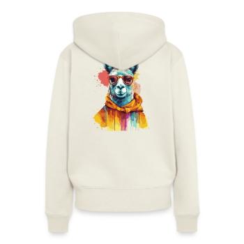 lama, alpaga, lama swag - Sweat à capuche Premium bio Femme - blanc cassé - Dos - Selfina (174cm)