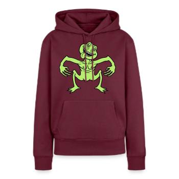 verrueckt daemon gnom klein horror halloween gesic - Frauen Premium Bio Hoodie - Burgunderrot - Vorne - Julia (174cm)