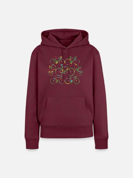7 bunte Fahrräder - Frauen Premium Bio Hoodie - Burgunderrot