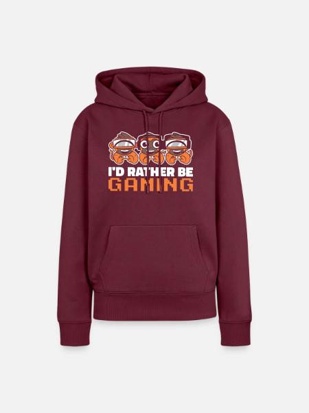 i d rather be gaming - Frauen Premium Bio Hoodie - Burgunderrot