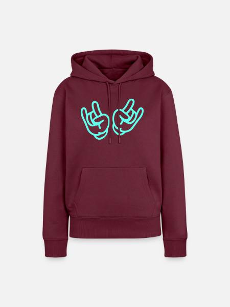 rock hands - Frauen Premium Bio Hoodie - Burgunderrot