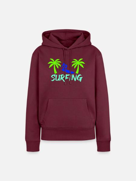 surfing - Frauen Premium Bio Hoodie - Burgunderrot