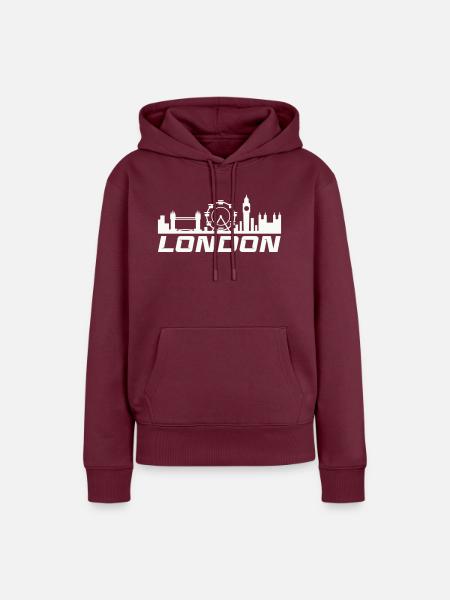 london skyline - Frauen Premium Bio Hoodie - Burgunderrot