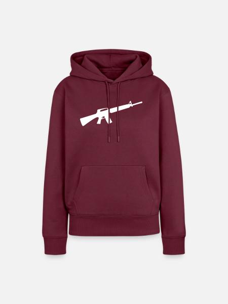 waffe gun - Frauen Premium Bio Hoodie - Burgunderrot