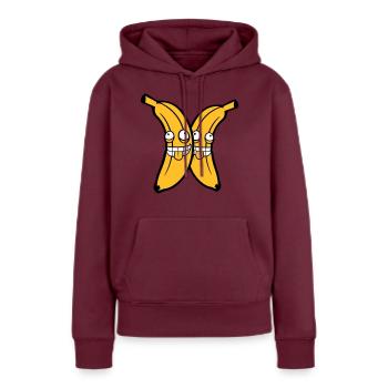 2 freunde team paar banane obst verrueckt grimasse - Frauen Premium Bio Hoodie - Burgunderrot - Vorne - Julia (174cm)
