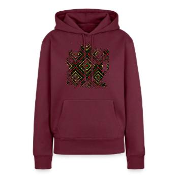 Ethno modèle Afrique - Sweat à capuche Premium bio Femme - bourgogne - Devant - Julia (174cm)