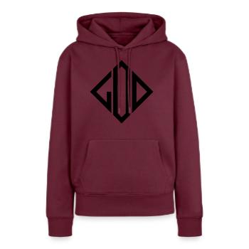 Dieu dieu losange carré - Sweat à capuche Premium bio Femme - bourgogne - Devant - Julia (174cm)