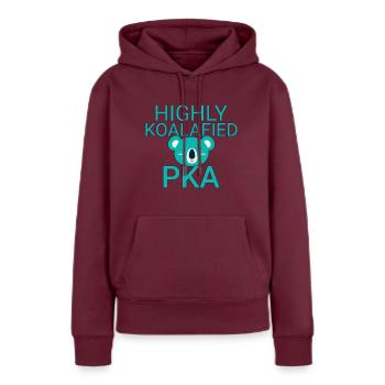 Pharmacie PKA Koalafied - Sweat à capuche Premium bio Femme - bourgogne - Devant - Julia (174cm)