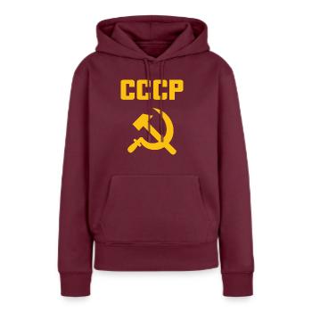 Soviet - Marteau et faucille Union soviétique - Communiste - Sweat à capuche Premium bio Femme - bourgogne - Devant - Julia (174cm)