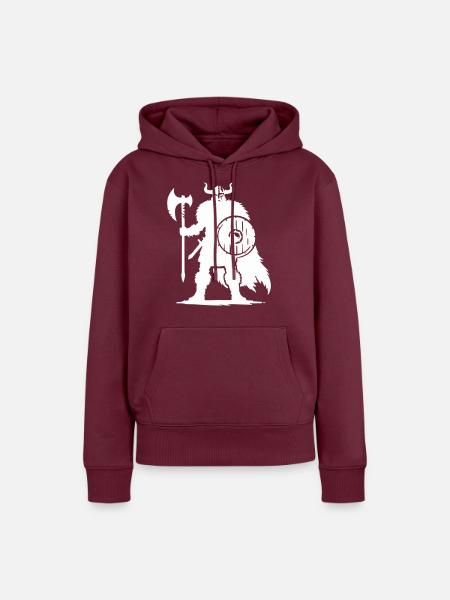 wikinger warrior - Frauen Premium Bio Hoodie - Burgunderrot