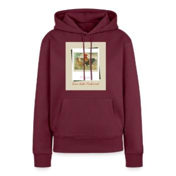 Das liebe Federvieh - Brown Leghorns - Frauen Premium Bio Hoodie - Burgunderrot - Vorne - Julia (174cm)