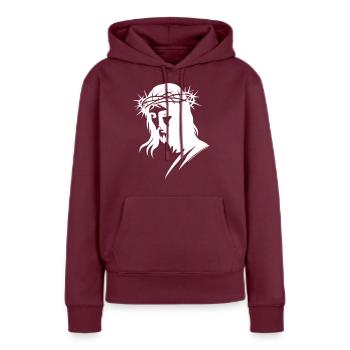 christus jesus - Frauen Premium Bio Hoodie - Burgunderrot - Vorne - Julia (174cm)