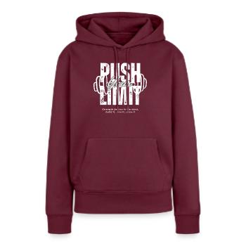 Push your limit - Frauen Premium Bio Hoodie - Burgunderrot - Vorne - Julia (174cm)