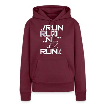 Run - Frauen Premium Bio Hoodie - Burgunderrot - Vorne - Julia (174cm)