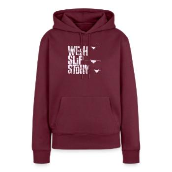 Wesh slip story - Sweat à capuche Premium bio Femme - bourgogne - Devant - Julia (174cm)