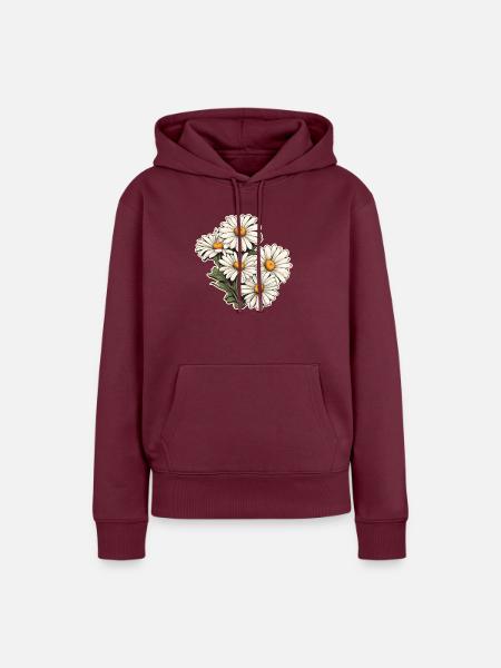 Gänseblümchen 5 Blüten - Frauen Premium Bio Hoodie - Burgunderrot