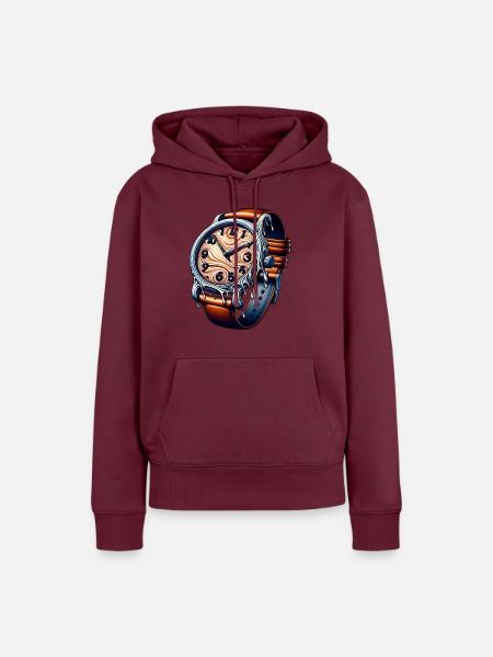 Fließende Uhr – Zeit vergeht - Frauen Premium Bio Hoodie - Burgunderrot