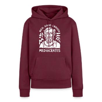 Entspannt durch Philosophie - Frauen Premium Bio Hoodie - Burgunderrot - Vorne - Julia (174cm)