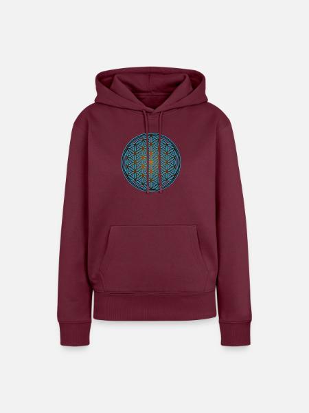 Blume des Lebens - Schutz Symbol - Energetisierung - Frauen Premium Bio Hoodie - Burgunderrot