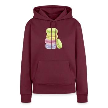 Zuckersüße, bunte Macarons - Frauen Premium Bio Hoodie - Burgunderrot - Vorne - Julia (174cm)