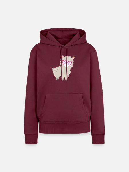 LLAMA - Frauen Premium Bio Hoodie - Burgunderrot