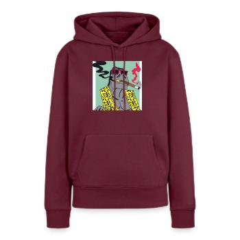 Cool Dino fumant un cadeau de cigare - Sweat à capuche Premium bio Femme - bourgogne - Devant - Julia (174cm)