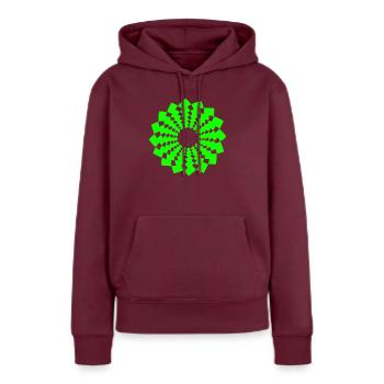 om zeichen chakra blume spirit neon gruen - Frauen Premium Bio Hoodie - Burgunderrot - Vorne - Julia (174cm)
