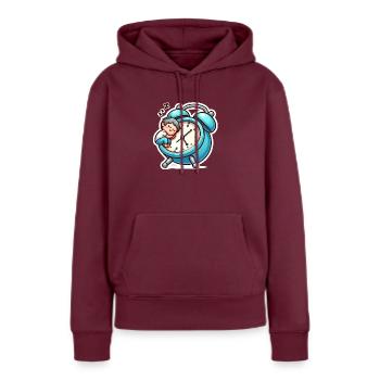 Wecker und Schlafen - Frauen Premium Bio Hoodie - Burgunderrot - Vorne - Julia (174cm)