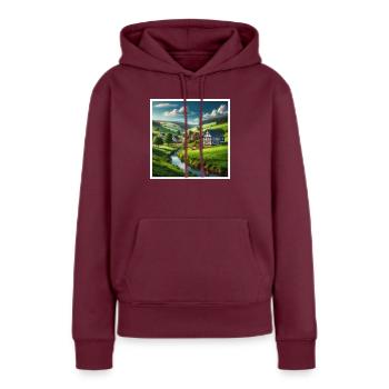 Typique du Sauerland - Sweat à capuche Premium bio Femme - bourgogne - Devant - Julia (174cm)
