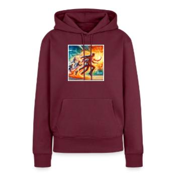 hohe Energie - Frauen Premium Bio Hoodie - Burgunderrot - Vorne - Julia (174cm)