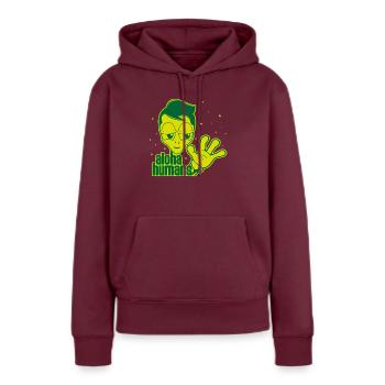 Alien Extraterrestrial Ausserirdische Aloha Humans - Frauen Premium Bio Hoodie - Burgunderrot - Vorne - Julia (174cm)