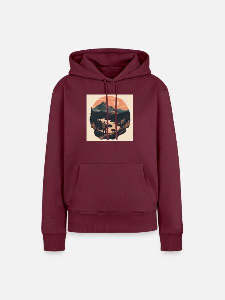Landscape - Frauen Premium Bio Hoodie - Burgunderrot