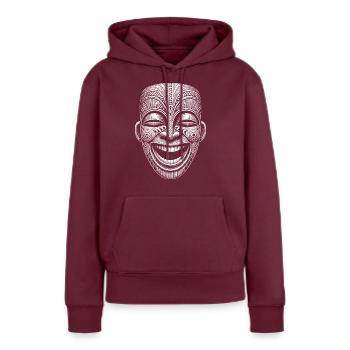 Maske - Frauen Premium Bio Hoodie - Burgunderrot - Vorne - Julia (174cm)