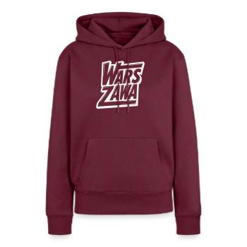 Varsovie, logo de Varsovie - Sweat à capuche Premium bio Femme - bourgogne - Devant - Julia (174cm)