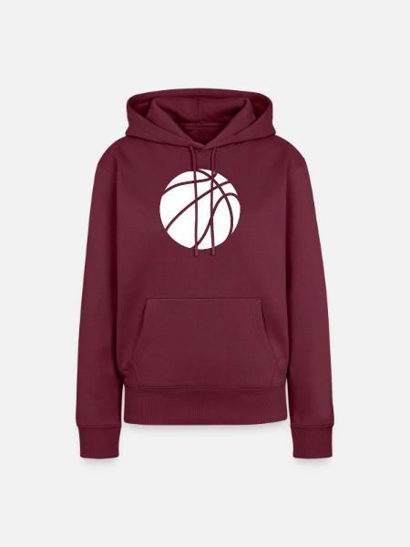 Basketball Logo weiß - Frauen Premium Bio Hoodie - Burgunderrot