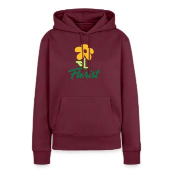Florist - Frauen Premium Bio Hoodie - Burgunderrot - Vorne - Julia (174cm)