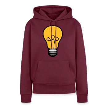 gluehbirne licht strom idee schlau ueberlegen loes - Frauen Premium Bio Hoodie - Burgunderrot - Vorne - Julia (174cm)