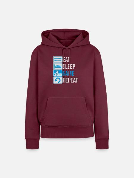 eat sleep game repeat - Frauen Premium Bio Hoodie - Burgunderrot
