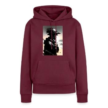 Soldat - Frauen Premium Bio Hoodie - Burgunderrot - Vorne - Julia (174cm)