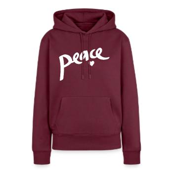 Frieden - Frauen Premium Bio Hoodie - Burgunderrot - Vorne - Julia (174cm)
